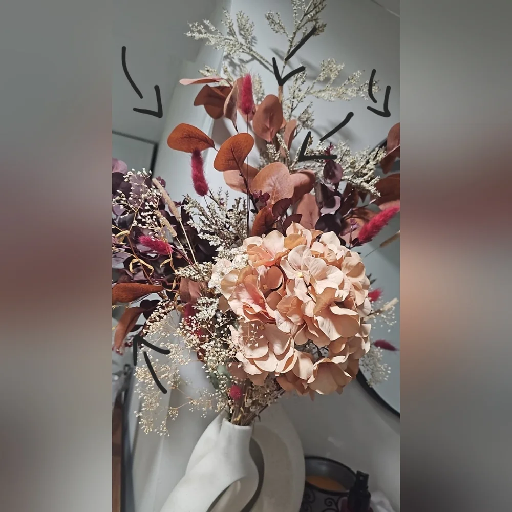 FAKE FAUX BROWN LEAVES STEM DECOR - EUCALYPTUS - LEAF BRANCHES - 5 PIECES